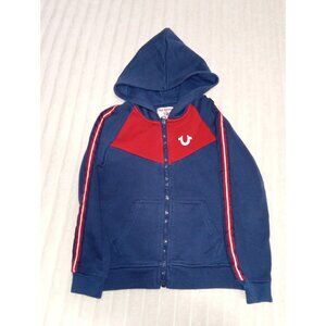 True Religion Hoodie Sweater Boys Size 4 Red White Blue Full Zip Long Sleeves